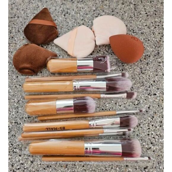 Bs-Mall 11Pcs Synthetic Kabuki Cosmetics Brushes  And Sponge With Organizer Bag - Picture 2 of 6
